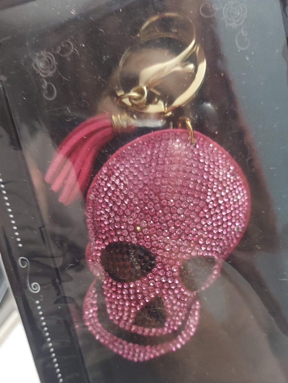 Rhinestone Tassel Key Ring for Purse Handbag Car Decor Skull Black/pink& Gold - Picture 11 of 13